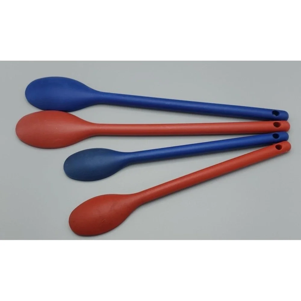 Vintage 2003 4 Durable Blue‎ and Red Plastic Cooking Stirring Spoons 15